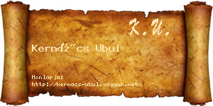 Kernács Ubul névjegykártya